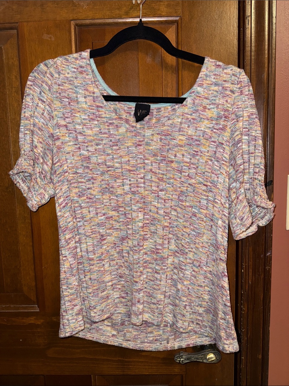 W5 Multicolor Pastel Puff Short Sleeve Top